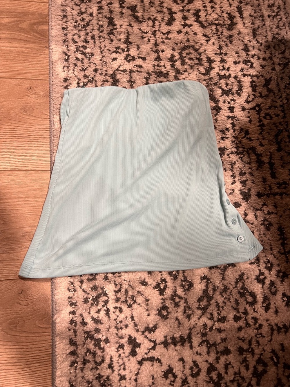 Women’s Light Blue Ribbed Button Detail tube top